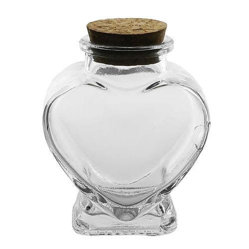 Mini Pote Coração C/ Tampa Rolha 50ml em Vidro Freecom