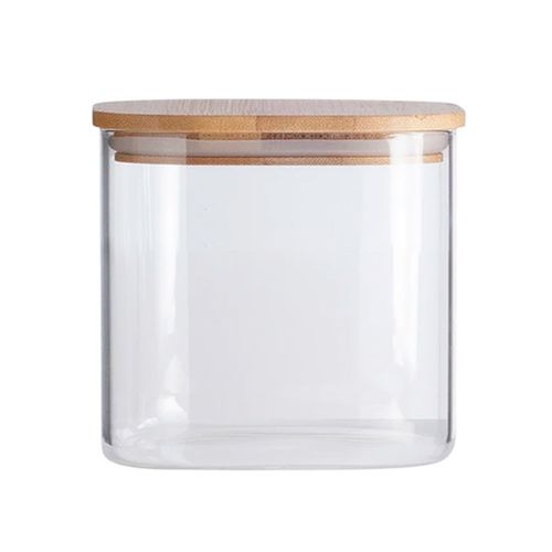 Pote Hermético C/ Tampa Bambu 8x8cm em Vidro Livon