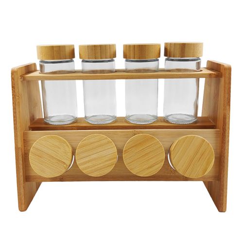 Jogo De Porta Condimento 9 Peças em Bambu Imporiente