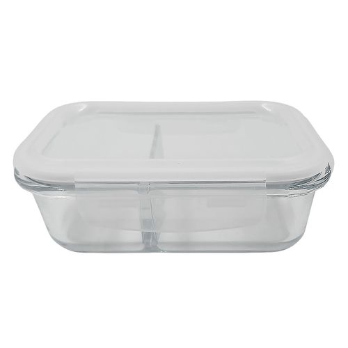 Pote Hermético Retangular C/ Divisórias 640ml em Vidro Top Útil