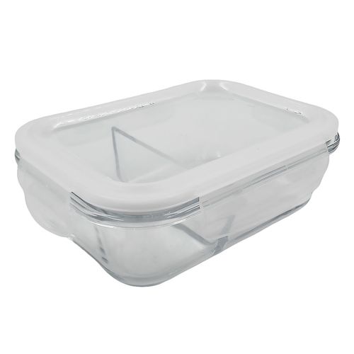 Pote Hermético Retangular C/ Divisórias 640ml em Vidro Top Útil