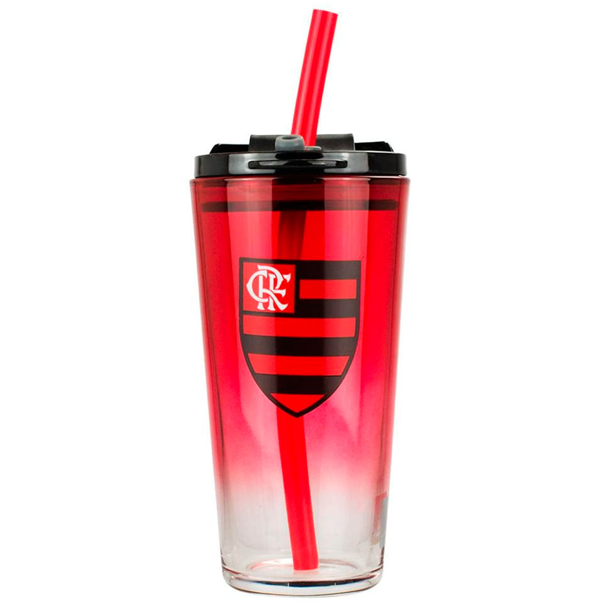 Copo C/ Canudo Flamengo 750ml em Vidro Mileno