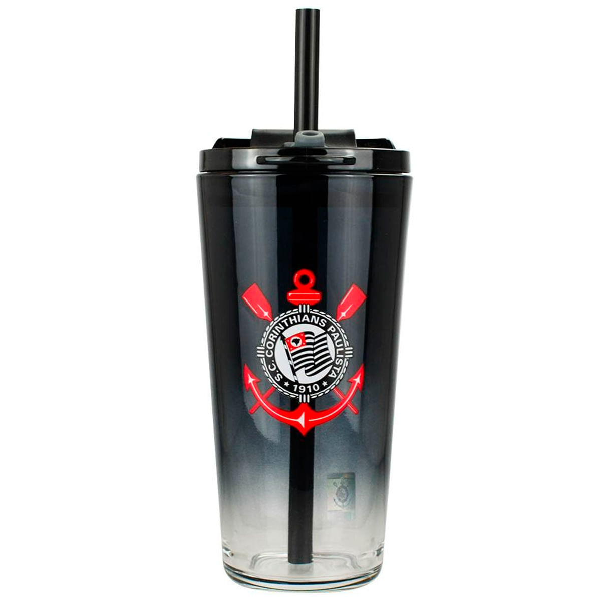 Copo C/ Canudo Corinthians 750ml em Vidro Mileno