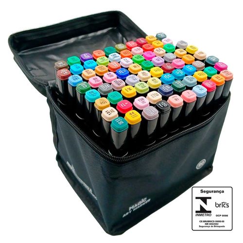 Kit Canetinha Ponta Dupla 80 Cores em Plástico Magic Kids