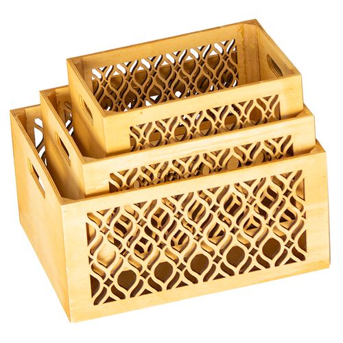 Kit Cesto Multiuso 3 Peças em Madeira Paramount Plásticos