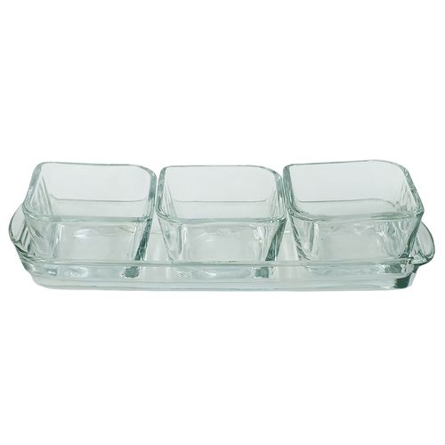 Jogo de Petisqueiras Baroque 4 Peças 500ml em Vidro Freecom