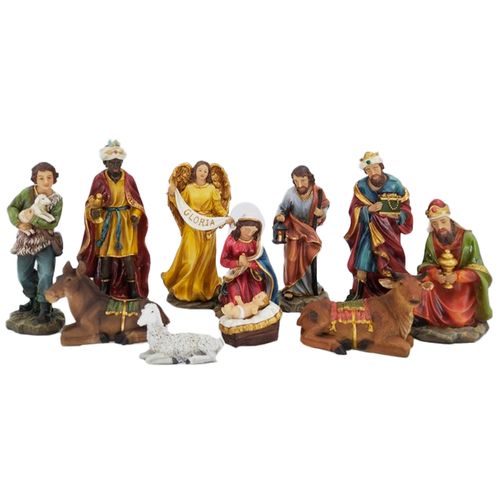 Presépio Decorativo 11 Peças 8x6,5x20cm em Resina Rio Master