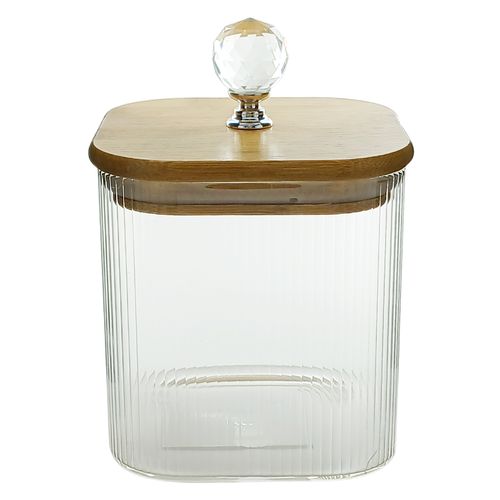 Pote Hermético C/ Tampa Bambu 700ml em Vidro Flashgoods