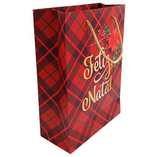 Sacola P/ Presente Natalina 28x37cm em Papel Multiart