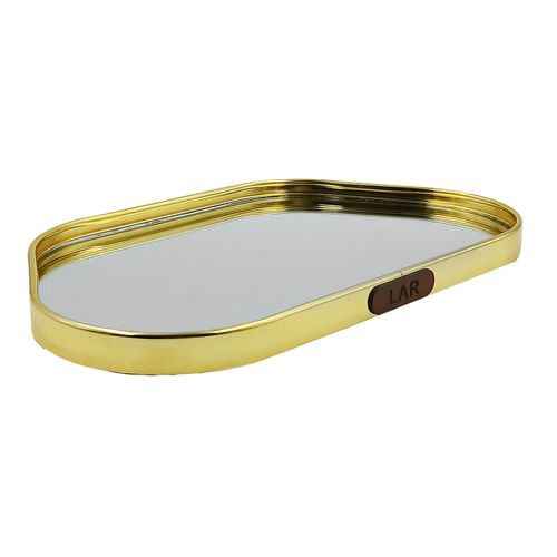 Bandeja Espelhada 15x25cm em Vidro Fu Xing