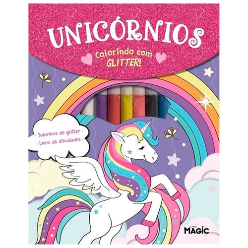 Livro Colorindo C/ Glitter Unicórnios 29x22cm em Papel Magic Kids