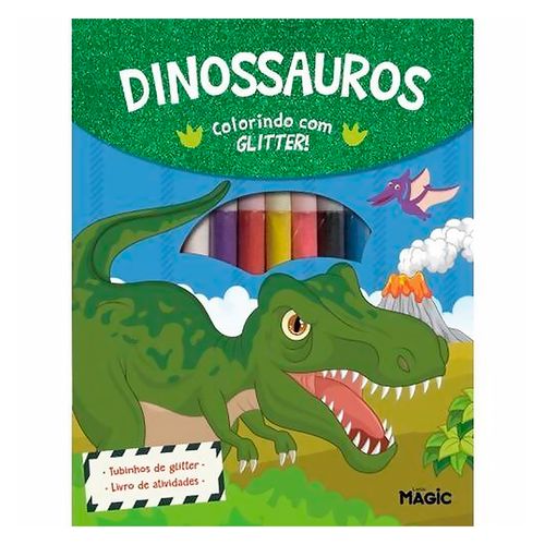 Livro Colorindo C/ Glitter Dinossauros 29x22cm em Papel Magic Kids