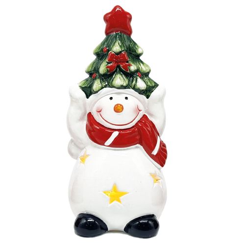 Boneco Natalino Decorativo Led 13,6x6,5cm em Cerâmica Wincy