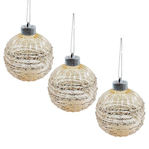 Jogo de Bolas Natalinas Glitter 3 Peças 10cm em Plástico Rio Master