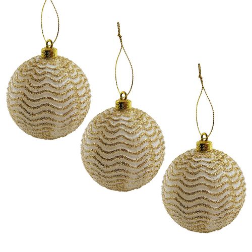 Jogo de Bolas Natalinas Glitter 3 Peças 10cm em Plástico Rio Master