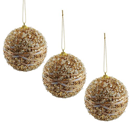 Jogo de Bolas Natalinas Glitter 3 Peças 10cm em Plástico Rio Master
