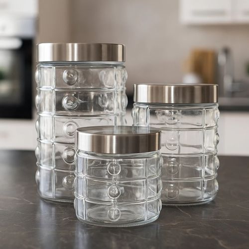 Jogo Pote Hermético C/ Tampa 3 Peças em Vidro Fratelli