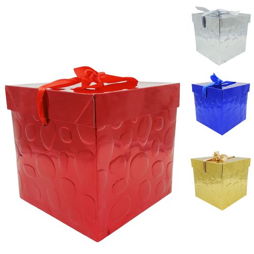 Caixa P/ Presente Bolinhas 15x15cm em Papel Amigold