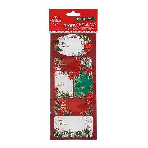 Adesivo Natalino De/ Para 6 Peças em Papel Multiart