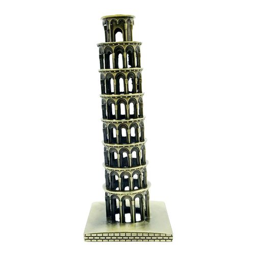 Miniatura Torre Pisa Itália Metal 20cm Casa Sorte
