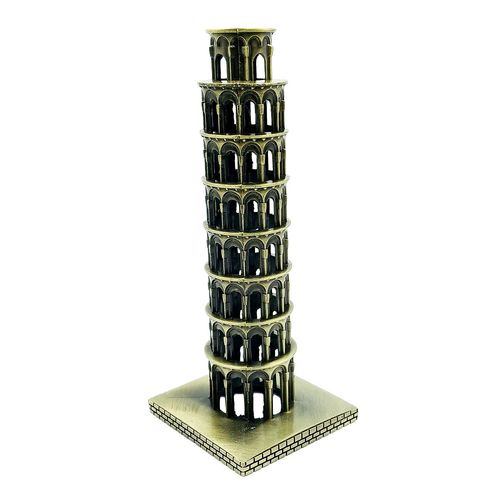 Miniatura Torre Pisa Itália Metal 20cm Casa Sorte