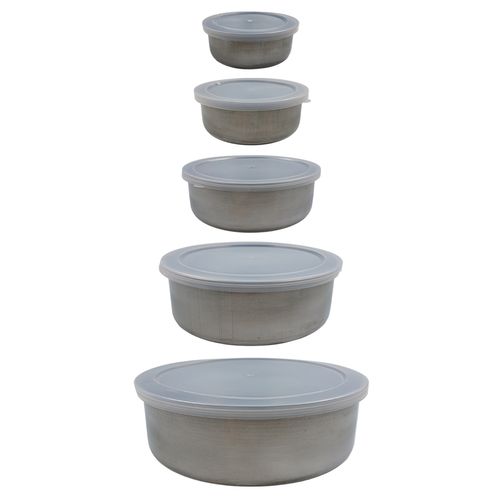 Jogo de Potes C/ Tampa 5 Peças em Aço Inox Kehome