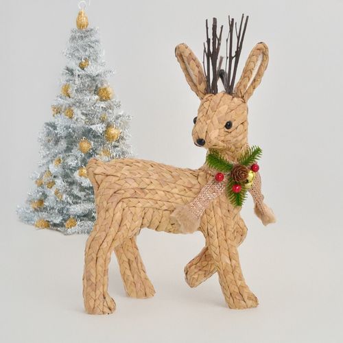 Rena Natalina Decorativa 23x12x37cm em Palha Mabruk