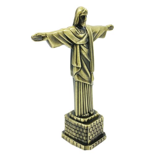 Miniatura Cristo Redentor Brasil Metal 19cm Casa Sorte