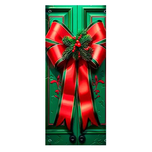 Capa P/ Porta Natalina Decorativa 85x210cm em Poliéster Wincy