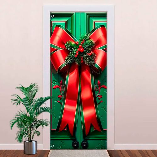 Capa P/ Porta Natalina Decorativa 85x210cm em Poliéster Wincy