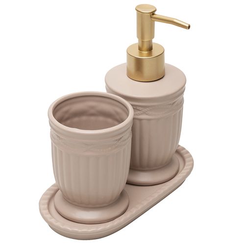 Kit Banheiro Greece 3 Peças em Cerâmica Lyor