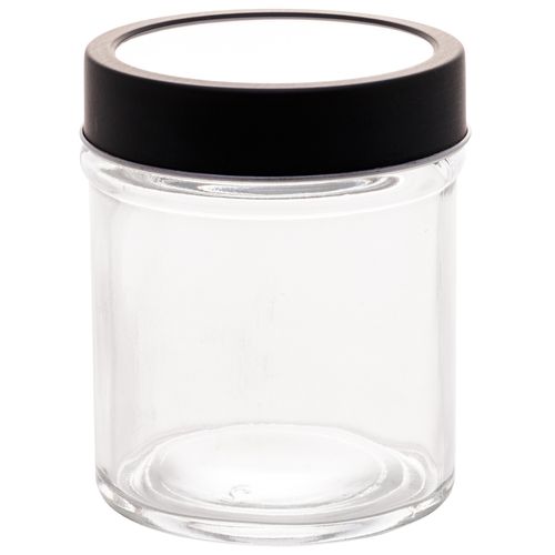 Pote de Vidro 350ml C/ Tampa de Acrílico Preta  Lyor