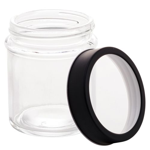 Pote de Vidro 350ml C/ Tampa de Acrílico Preta  Lyor