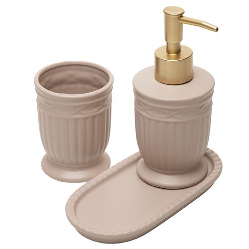 Kit Banheiro Greece 3 Peças em Cerâmica Lyor