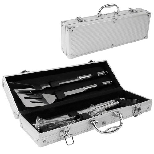 Kit P/ Churrasco C/ Maleta 4 Peças em Metal Top Rio