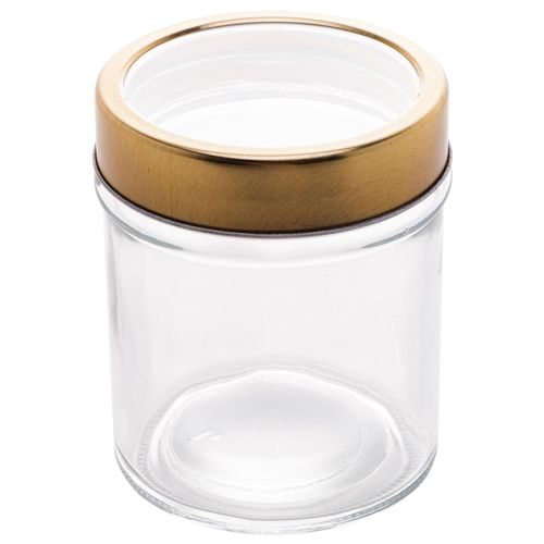 Porta mantimentos de vidro com tampa de acrílico dourada 350ml Lyor