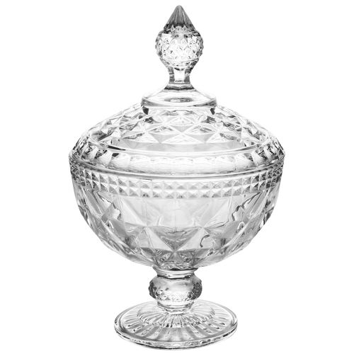 Potiche c/ pé Diamond de cristal 15x23cm Lyor