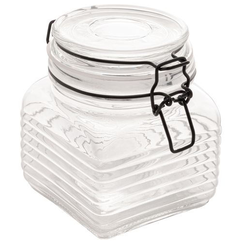 Pote Hermético 10x12-5cm de Vidro com Metal Preto Lyor