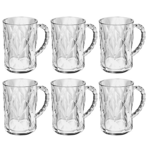 Jogo de Canecas Diamond 6 Peças 170ml em Vidro Lyor