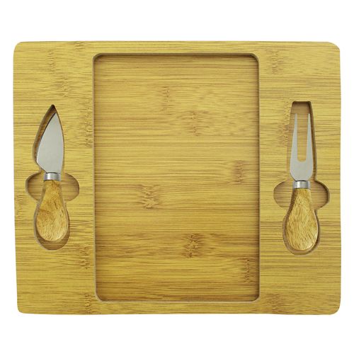 Tábua De Queijo 3 Peças e Utensílios 24x29cm em MDF Casita