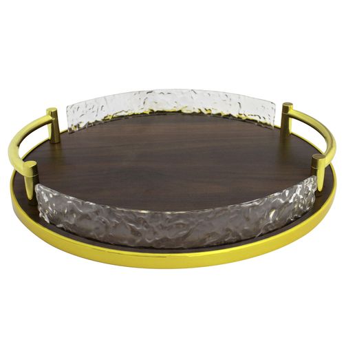 Bandeja Redonda C/ Alça 29cm em MDF Casita