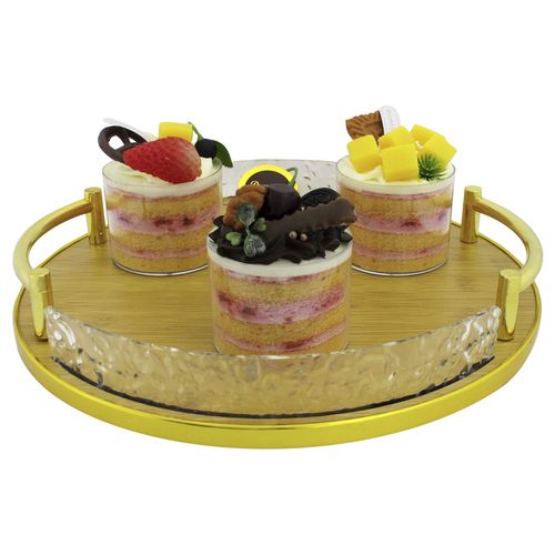 Bandeja Redonda C/ Alça 29cm em MDF Casita