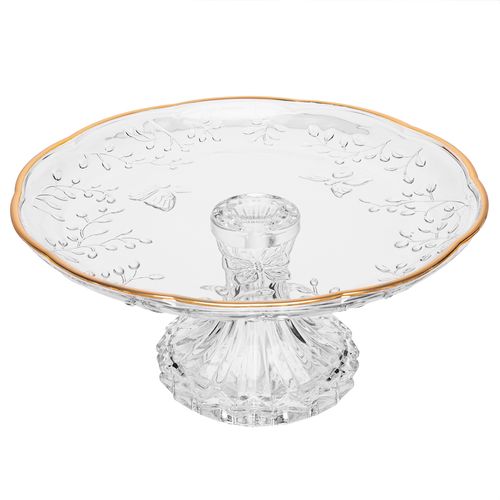 Prato P/ Bolo New Butterfly 26,5x27cm em Cristal Lyor