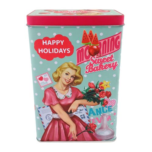 Lata Porta Mantimento Estampada 18,5x12x8cm em Metal Dolce Home