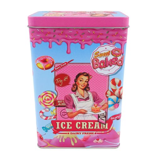 Lata Porta Mantimento Estampada 18,5x12x8cm em Metal Dolce Home