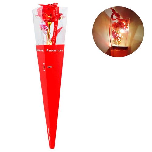 Rosa Led Decorativa 36cm em Plástico Taimes