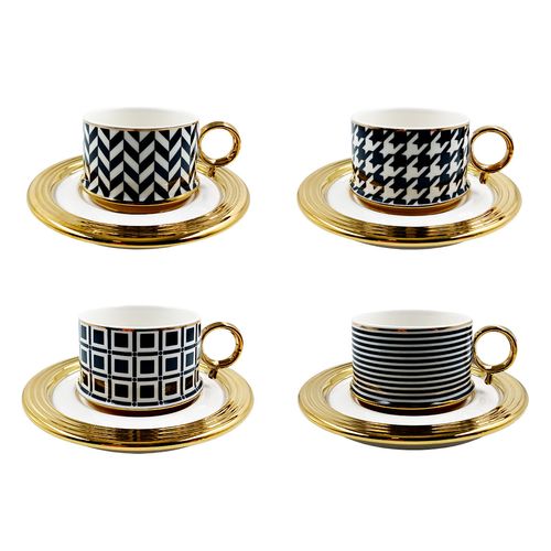 Jogo de Xícaras Motif 8 Peças 100ml em Porcelana Fullfit