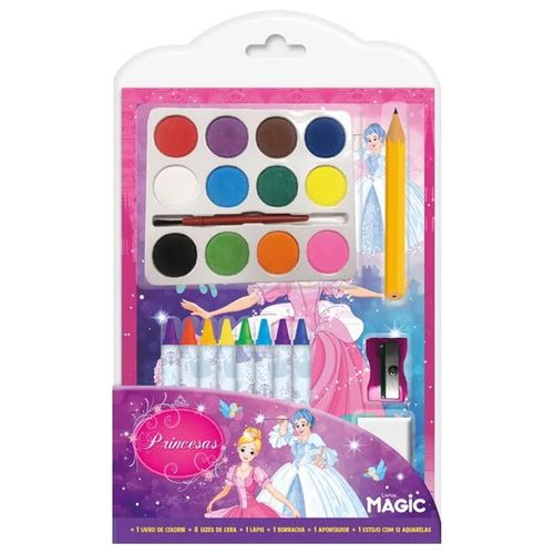 Kit Aquarela Princesas 25x15cm em Plástico Magic Kids