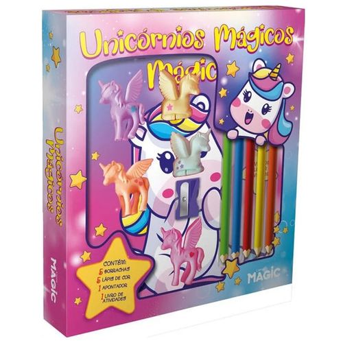 Livro Infantil De Colorir Unicórnios 20cm em Papel Magic Kids
