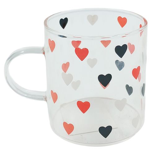 Caneca Corações 100ml em Vidro Fratelli
